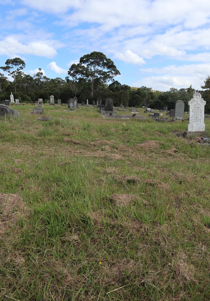 Weathered stone headstones scatter across an overgrown grassy cemetery under a bright blue sky with white clouds. — illustrating “Hair Removal Fail” on Florence and Mary