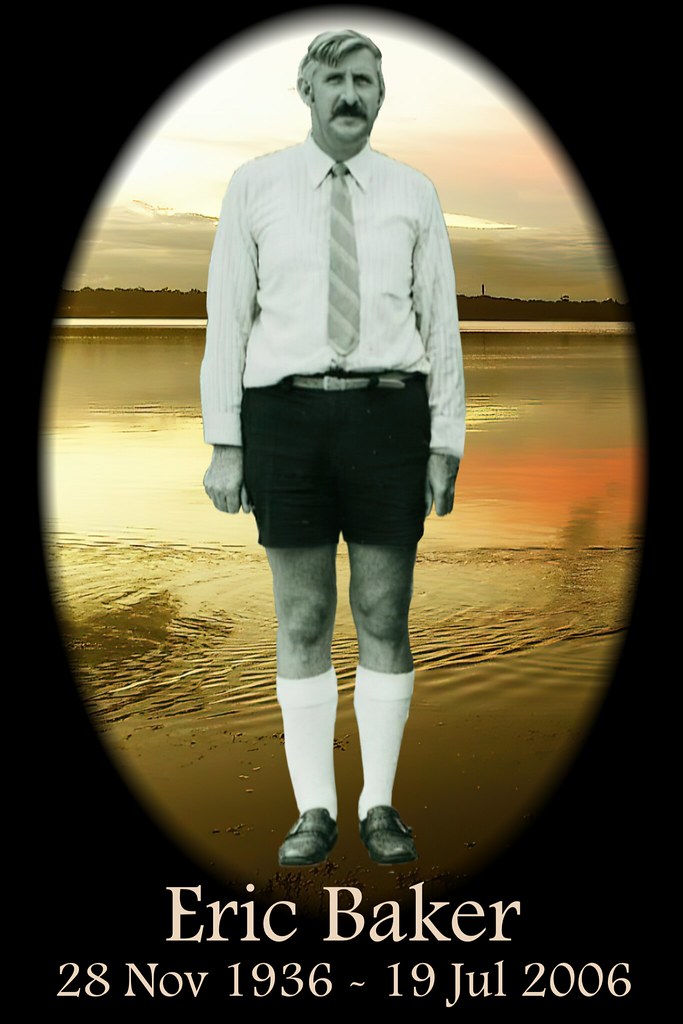 A mustached man in a tie and shorts stands before a golden sunset over water in a black oval frame. — illustrating “My appointment with Caroline Hirons” on Florence and Mary